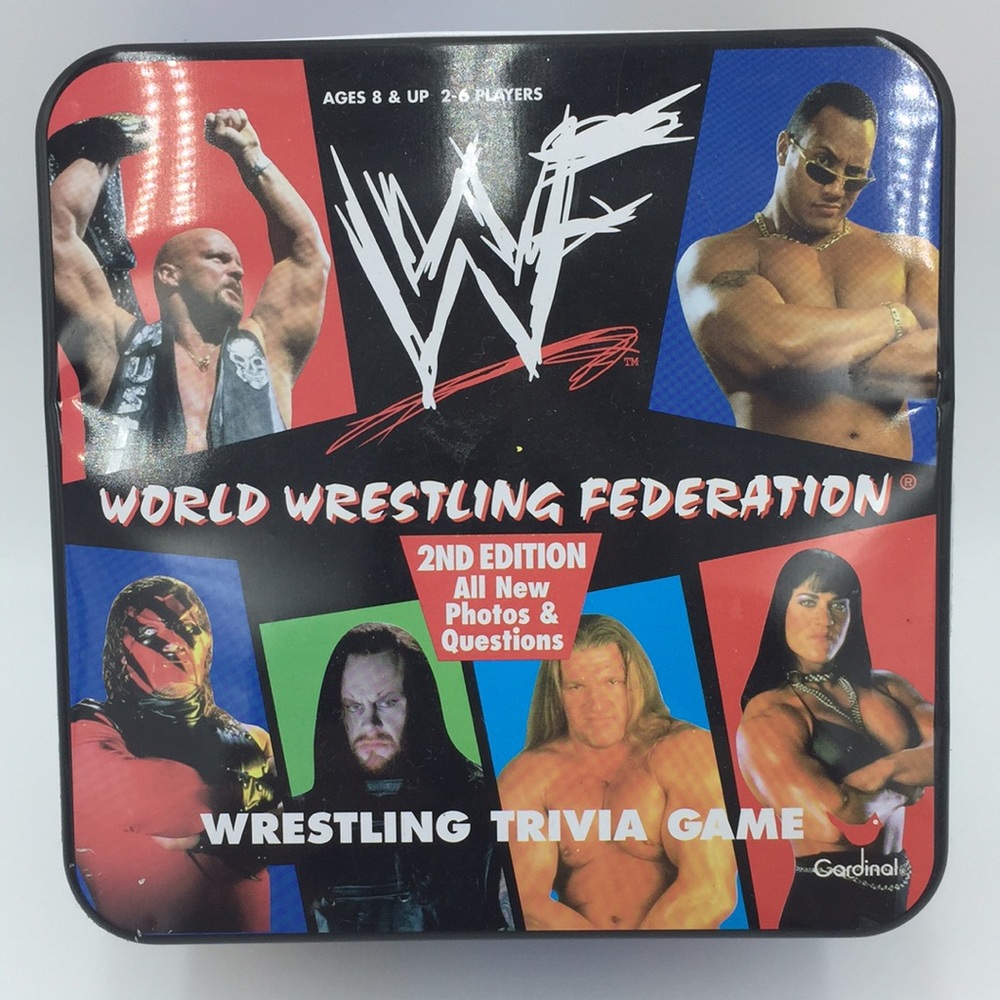 Vintage WWF World Wrestling Federation Trivia Game 1999 in Storage Tin